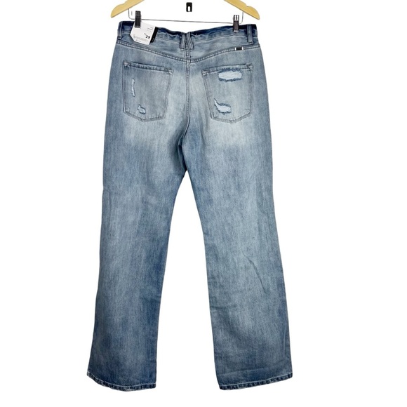 KANCAN  11/29 90's flare distressed acid washed button fly Jeans Long inseam - Picture 5 of 7